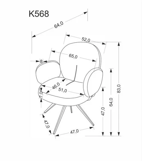 Стул HALMAR K568 корица/черный, поворотный