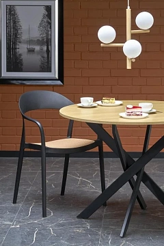 Стол обеденный HALMAR EDGAR дуб золотой/черный 100