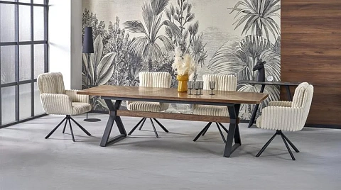 Стол обеденный HALMAR BARON орех/черный 200-350/100