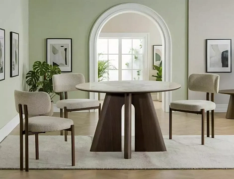 Стол обеденный SIGNAL ALZANO Ceramic белый Pandoro/орех 120